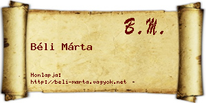 Béli Márta névjegykártya